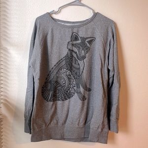 Gray sweatshirt with tribal print fox